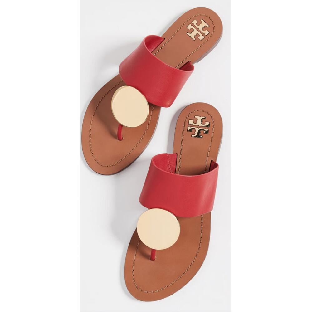 Tory Burch Patos Disc Thing Sandals Leather Red 10.5